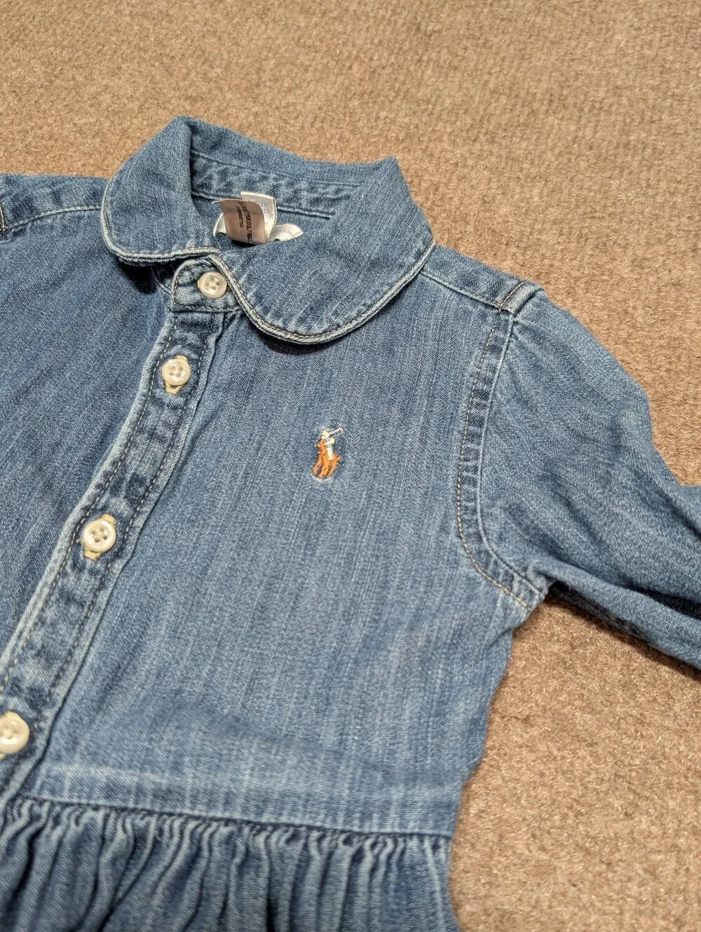 Ralph Lauren Baby Toddler Girls 24M Denim Button Blue Shirt Dress